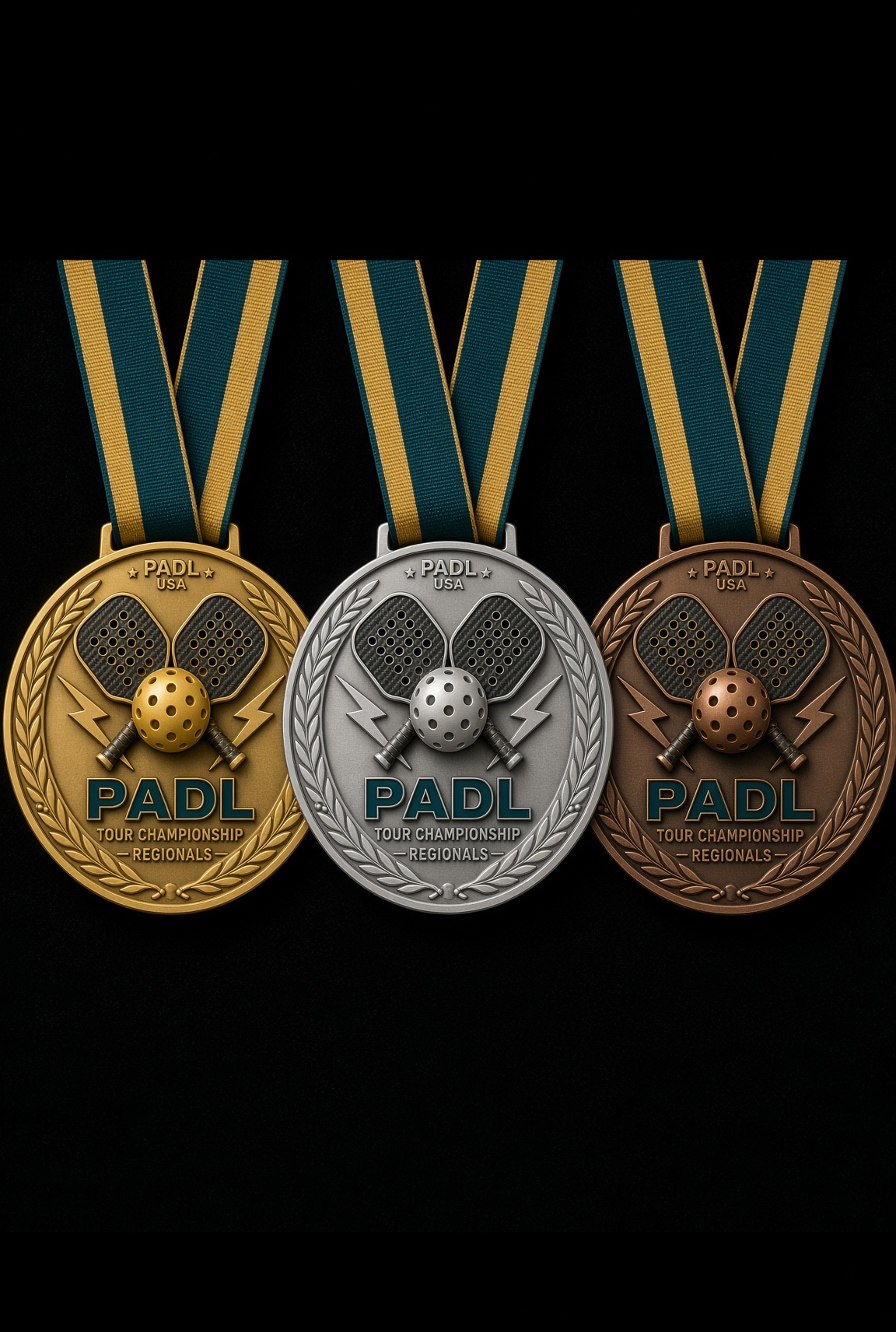 Gold, silver and bronze PADL Tour Championship regional medals