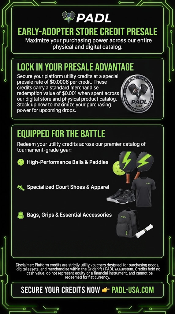 PADL store credit presale: merchandise for players, facilities and coaches; credits cannot be redeemed for cash